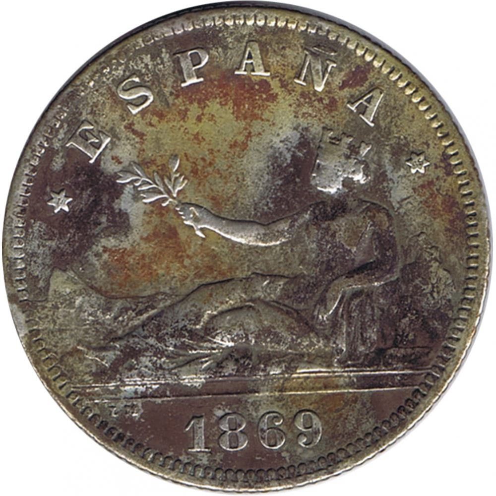 Moneda de España Gobierno Provisional 2 Pesetas 1869. Plata.  - 1