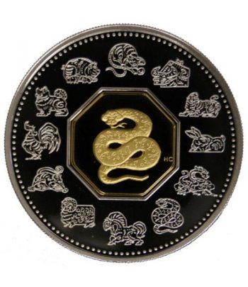 Canada 15$ (2001) Calendario Chino Serpiente - Plata y Oro