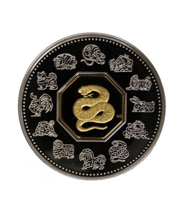 Canada 15$ (2001) Calendario Chino  Serpiente - Plata y Oro  - 2