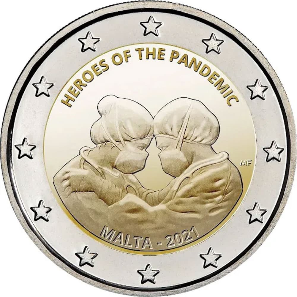moneda 2 euros Malta 2021 dedicada a los Heroes de la Pandemia  - 1