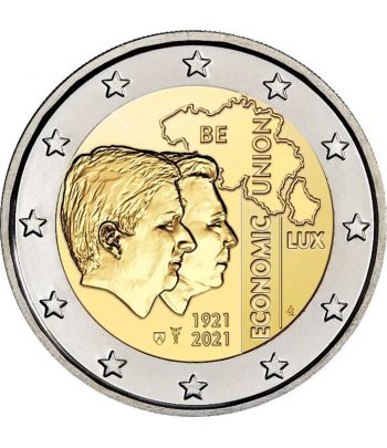 moneda 2 euros Belgica 2021 dedicada a la UE Bélgica Luxemburgo.