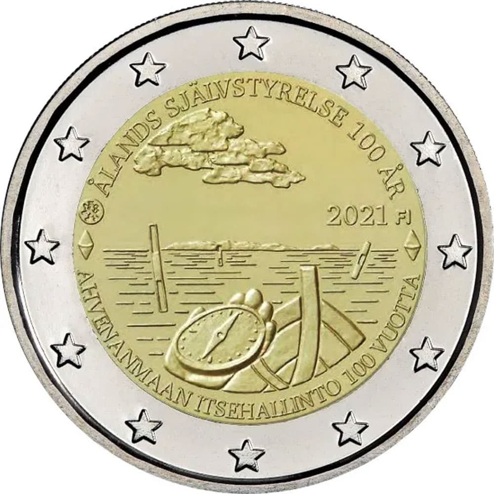 moneda de Finlandia 2 euros 2021 dedicada a Aland