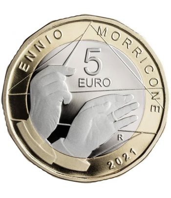 Moneda de Italia año 2021 5 euros Ennio Morricone