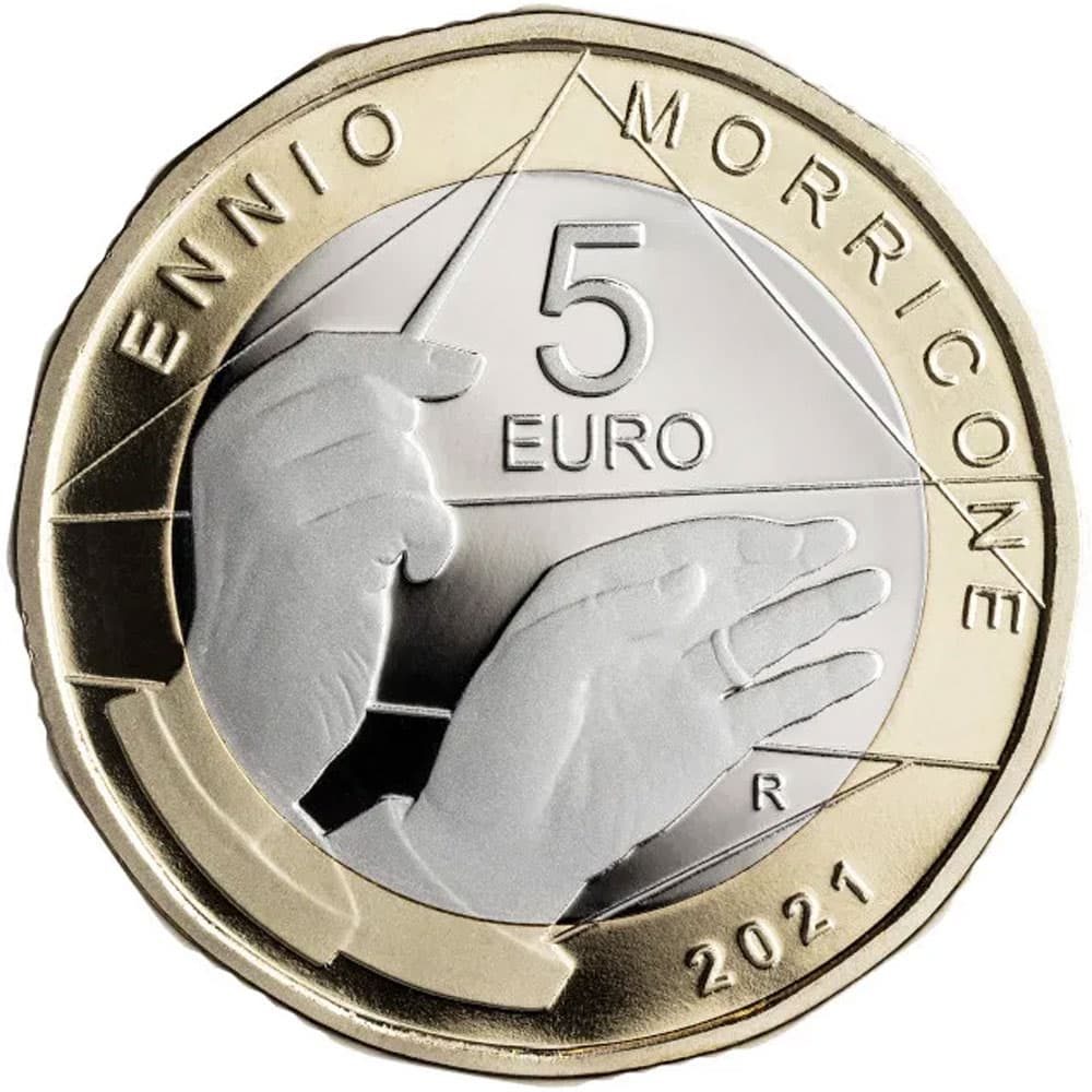 Moneda de Italia año 2021 5 euros Ennio Morricone