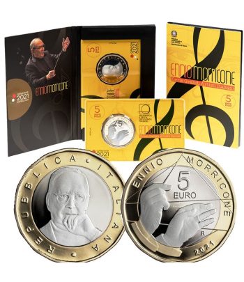 Moneda de Italia año 2021 5 euros Ennio Morricone