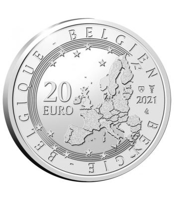 Moneda de plata de Belgica año 2021 20 euros Roger Raveel