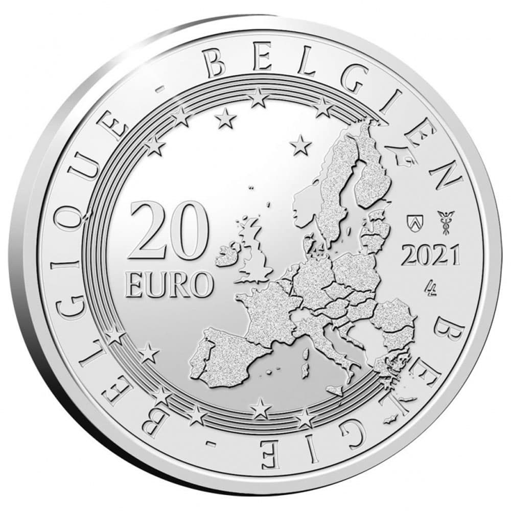 Moneda de plata de Belgica año 2021 20 euros Roger Raveel  - 3