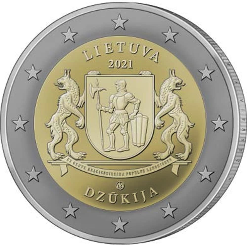 moneda 2 euros Lituania 2021 dedicada a la Región de Dzūkija