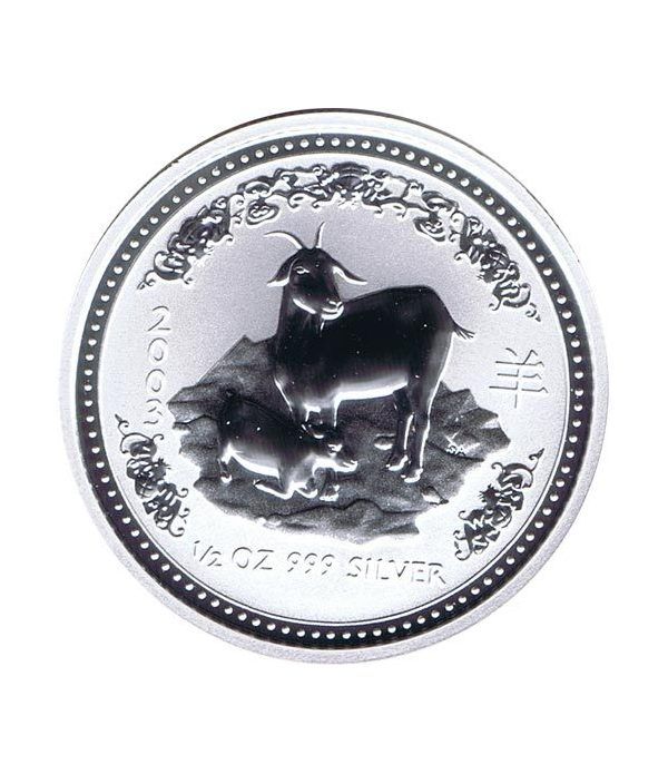 Moneda media onza de plata 1/2$ Australia Lunar 2003 Cabra  - 4