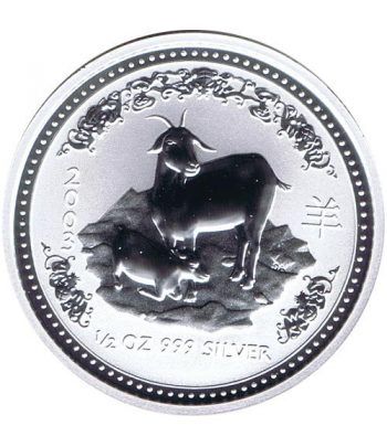 Moneda media onza de plata 1/2$ Australia Lunar 2003 Cabra