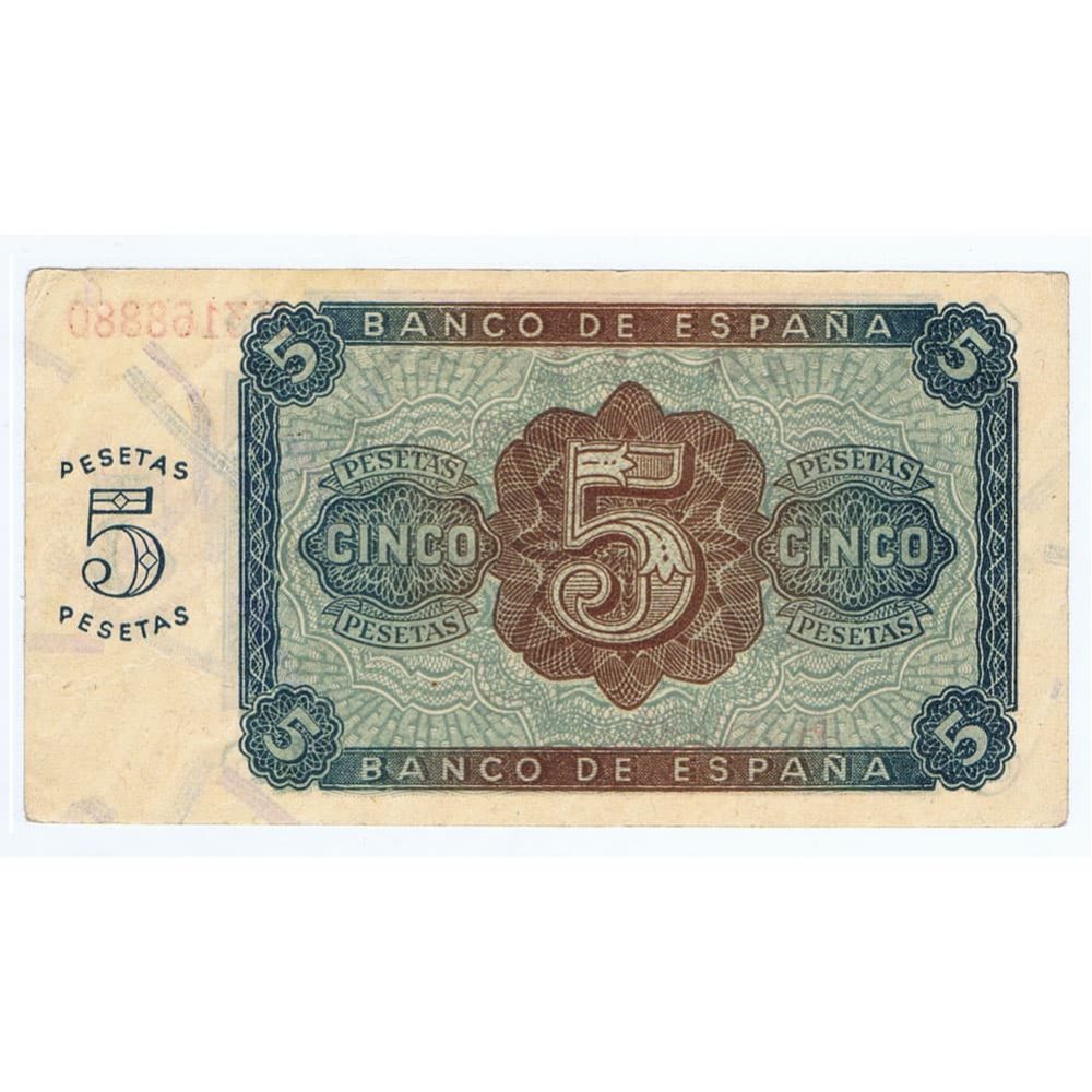 Billete de España 5 Pesetas Burgos 10 agosto 1938 serie H3168880  - 2