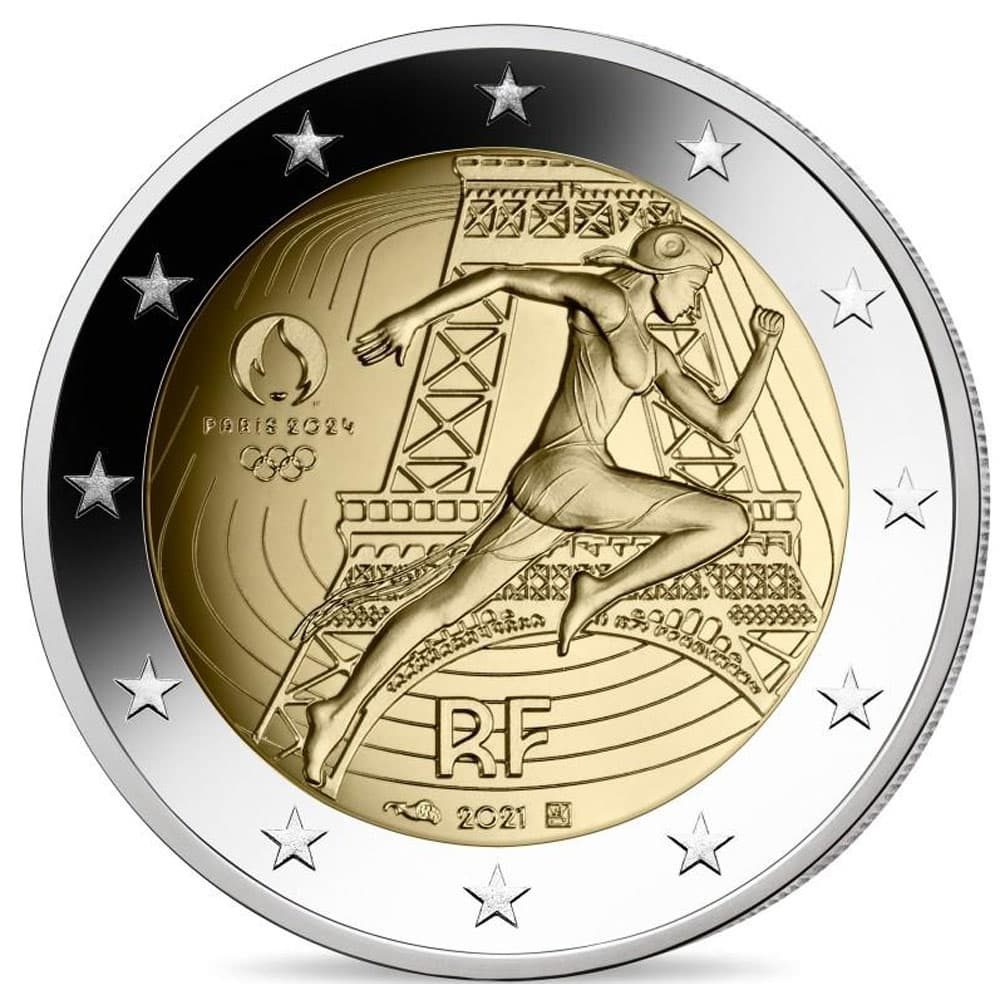 moneda 2 euros Francia 2021 dedicada a Olimpiada Paris 2024.