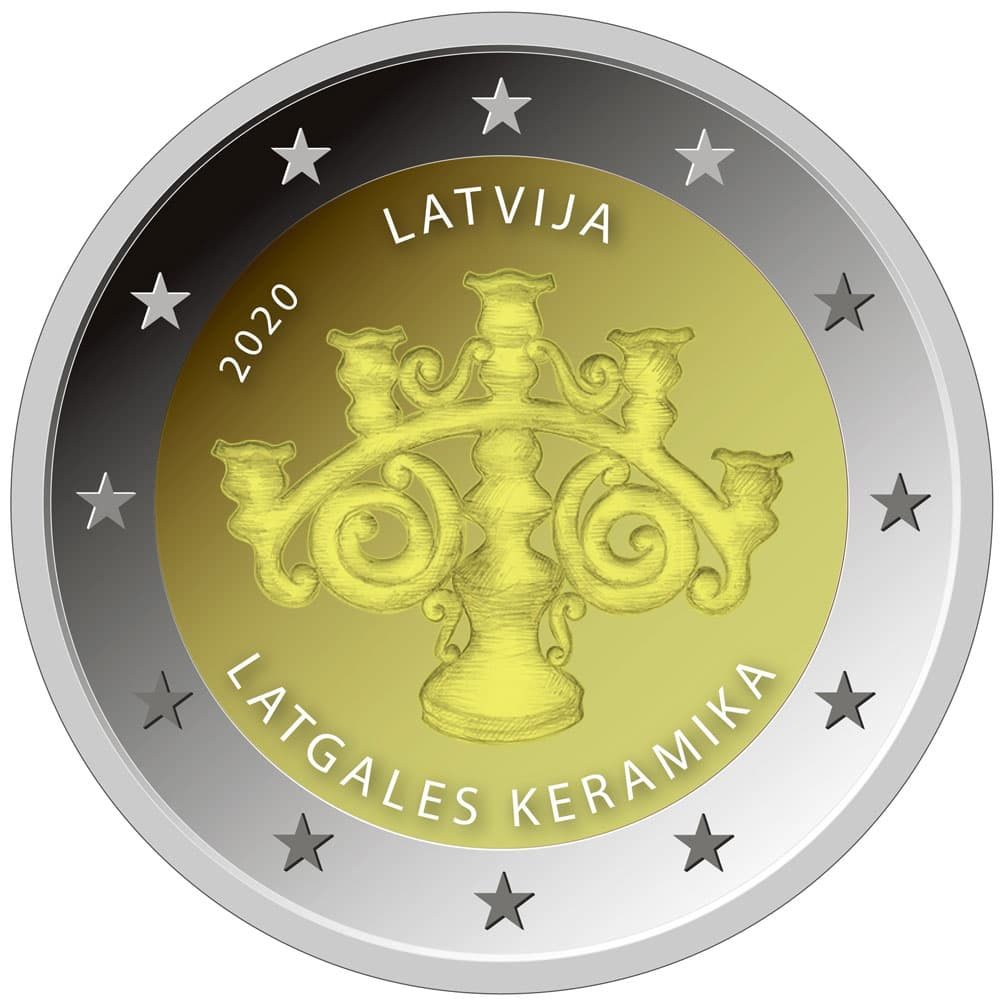 moneda 2 euros Letonia 2020 dedicada a la Cerámica.