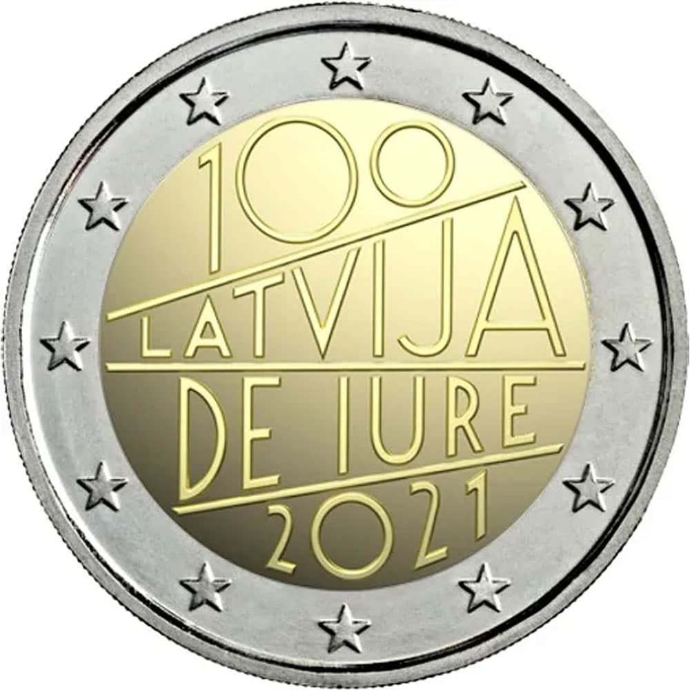 moneda 2 euros Letonia 2021 dedicada al Centenario de Iure