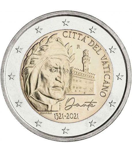moneda de Vaticano 2 euros 2021 dedicada a Dante.