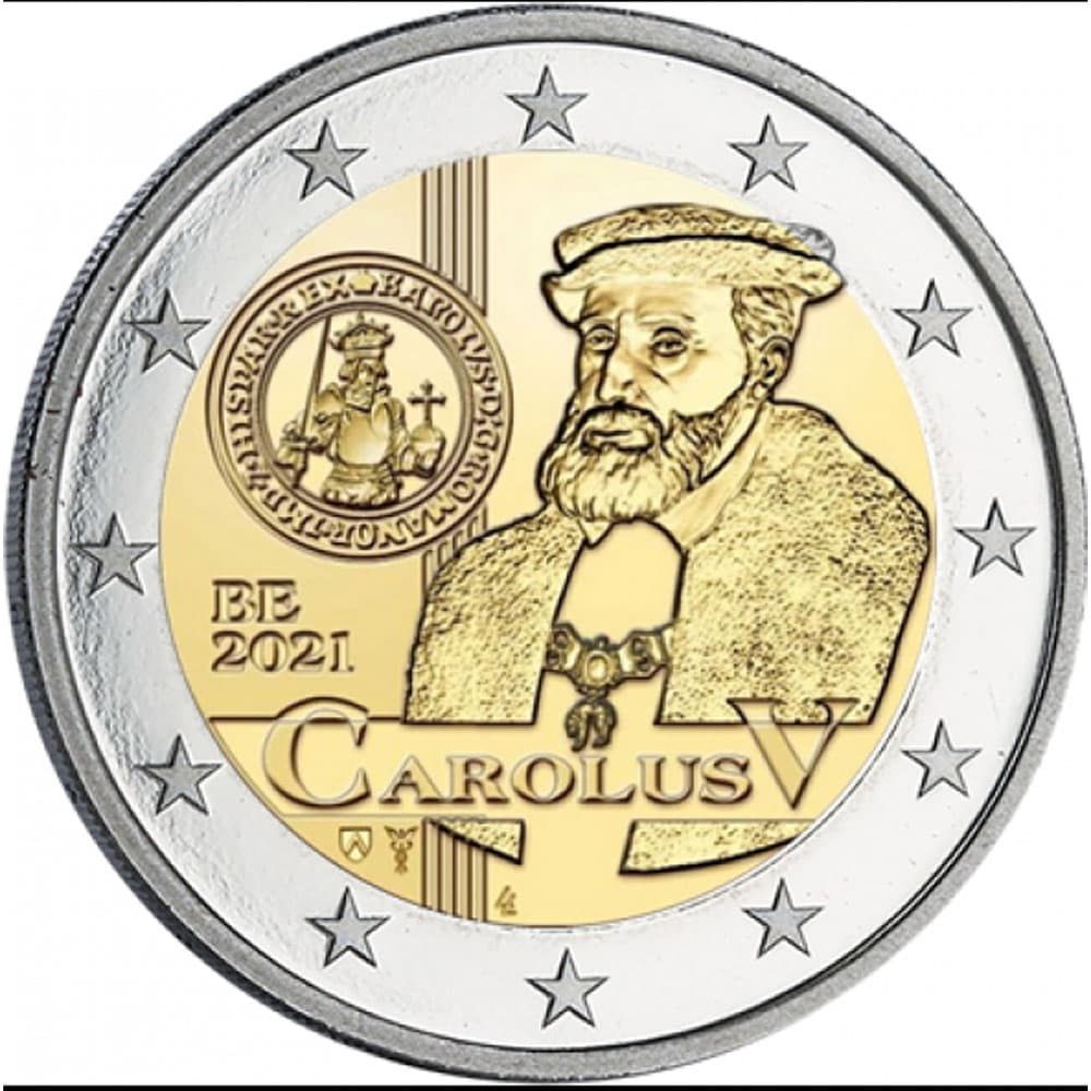 moneda 2 euros Belgica 2021 dedicada a Carlos V