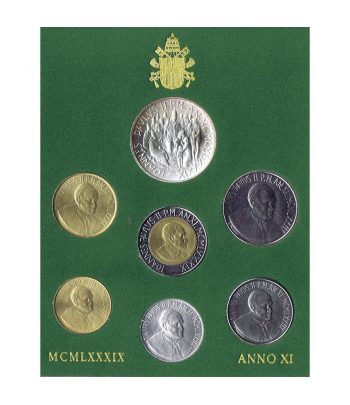 Cartera monedas Vaticano año 1989 en Liras  - 1