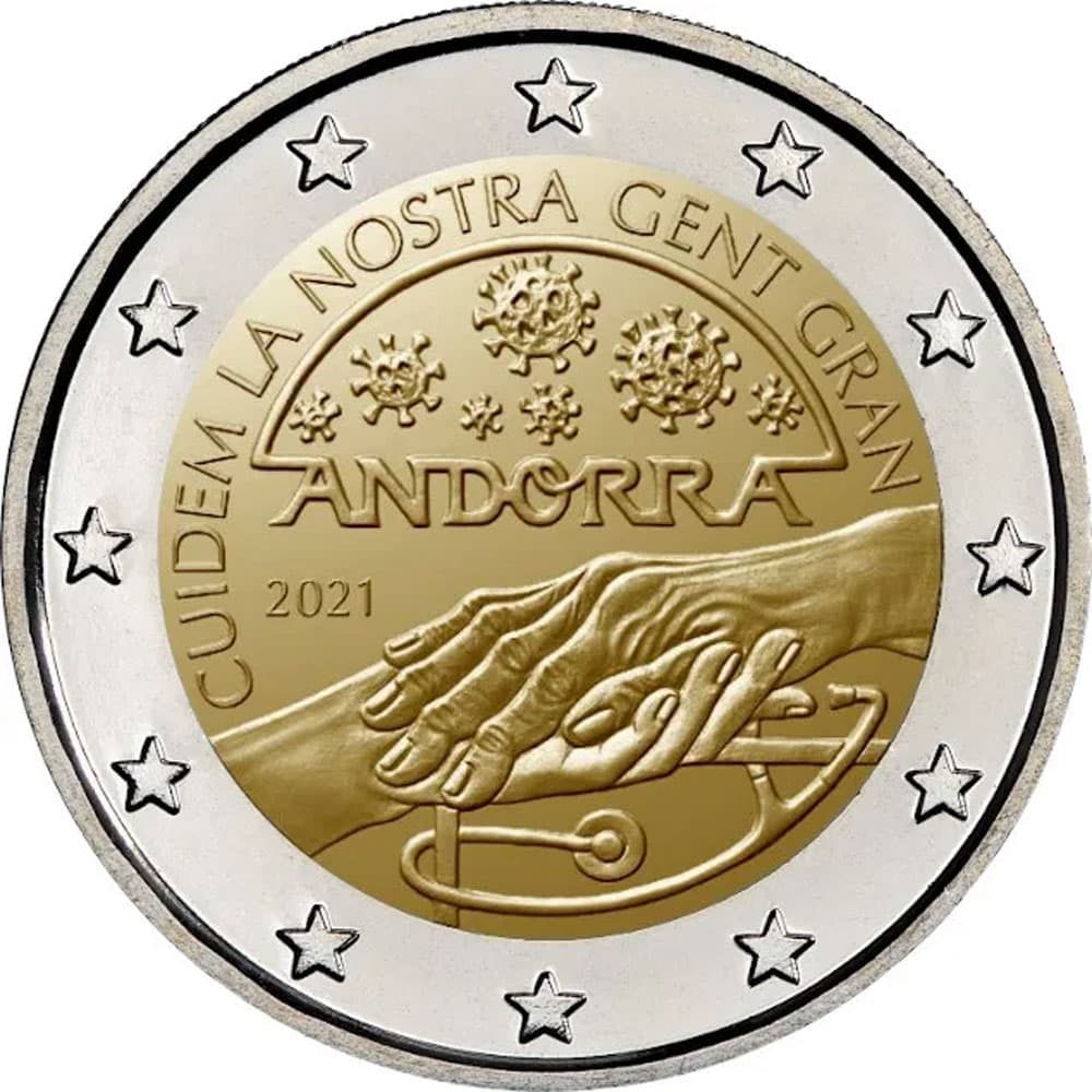 moneda de Andorra 2 euros 2021 dedicada a la Gent Gran