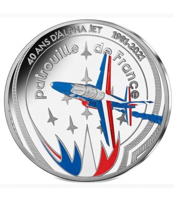 Moneda de plata de Francia año 2021 10 euros Alpha Jet. Aviación.  - 1