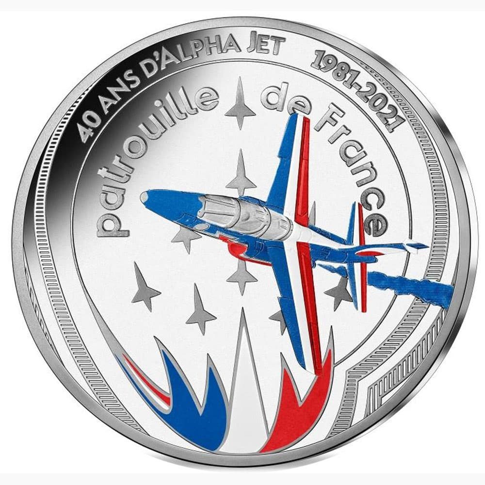 Moneda de plata de Francia año 2021 10 euros Alpha Jet.