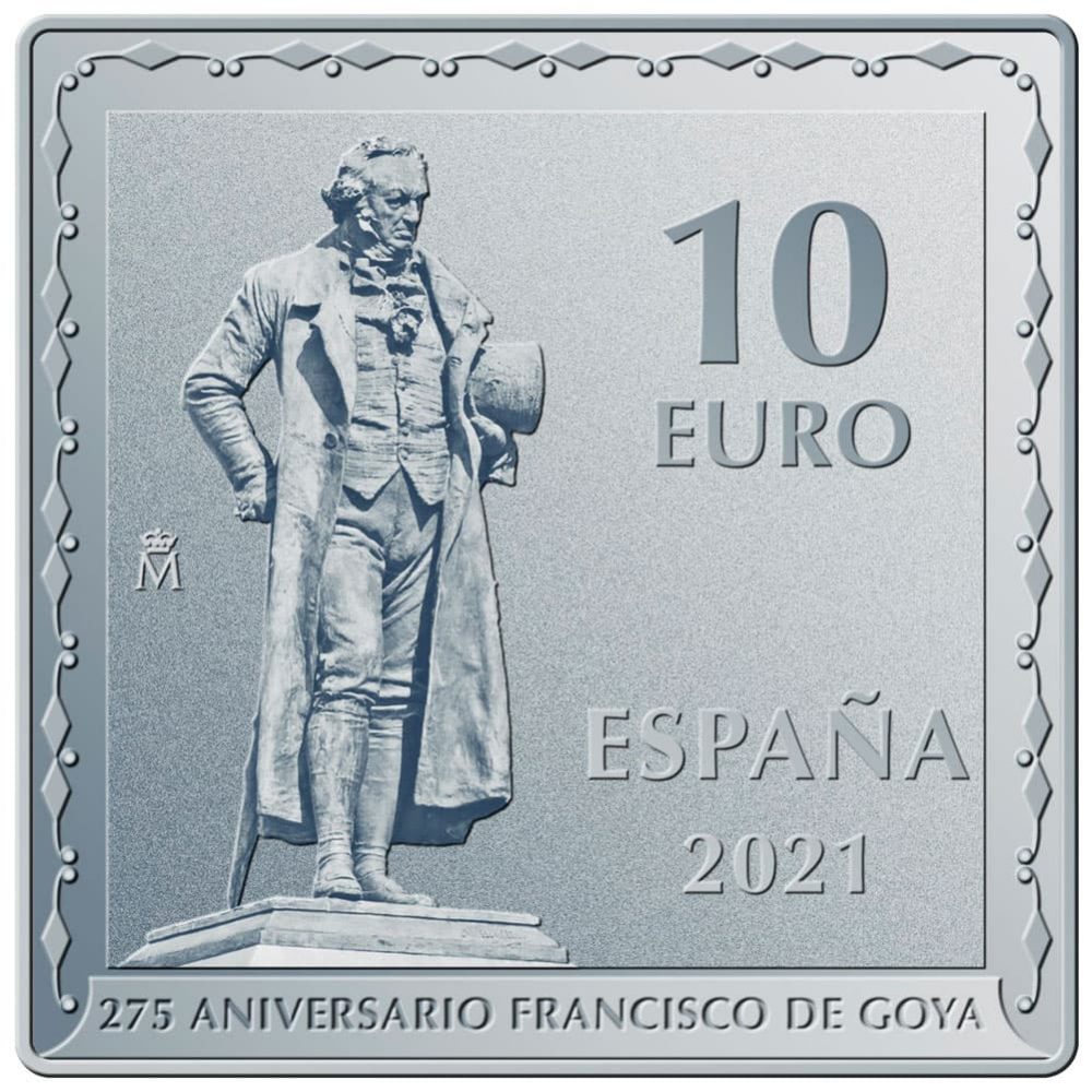 Moneda de España año 2021 Goya. Perro Semihundido. 10 euros Plata  - 2