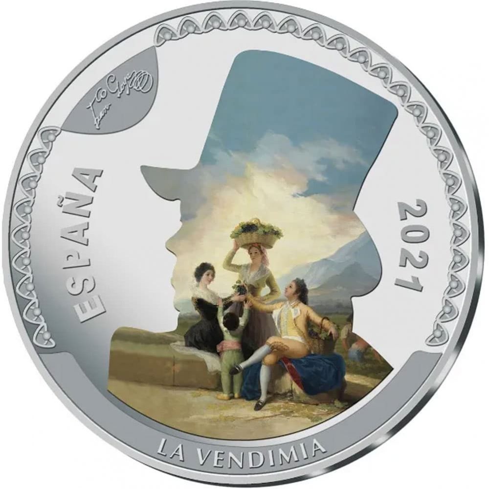 Moneda de España año 2021 Goya. La Vendimia. 50 euros Plata