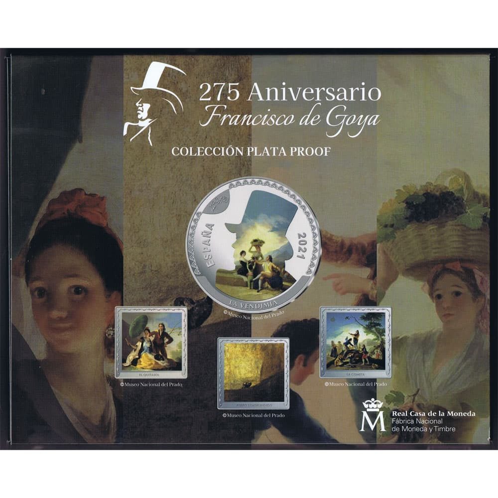 Moneda de España año 2021 Goya. Estuche conjunto Plata