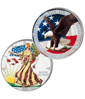 Monedas de Plata American Eagle Estados Unidos 2021 color  - 3