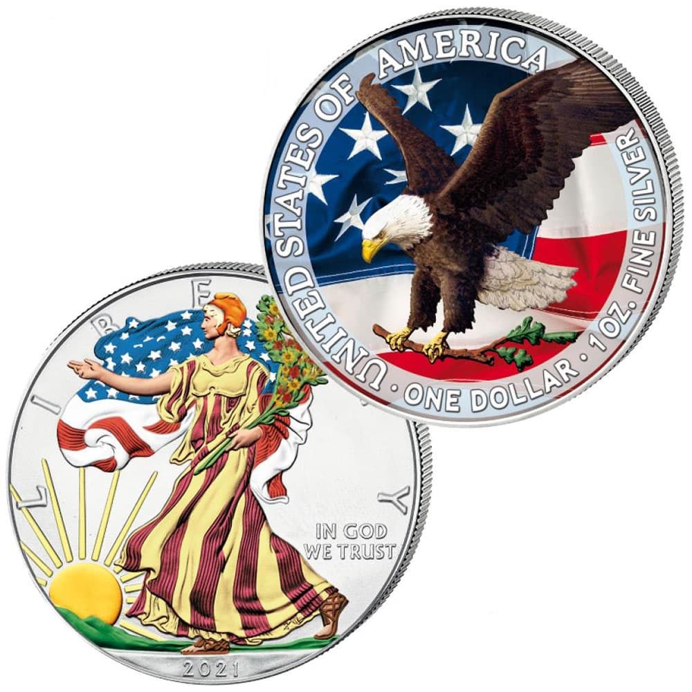 Monedas de Plata American Eagle Estados Unidos 2021 color