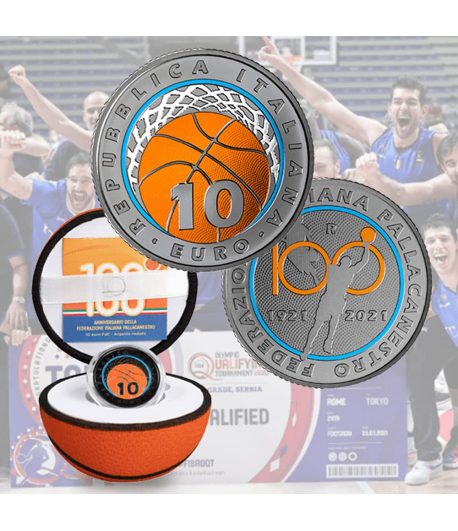 Moneda 10€ de Plata de Italia Anniversario Pallacanestro 2021