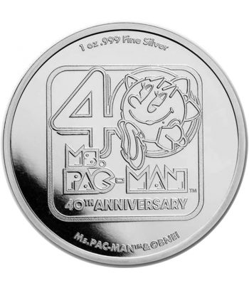 Onza de plata Moneda de Niue 2$ Ms. Pac Man 2021  - 1