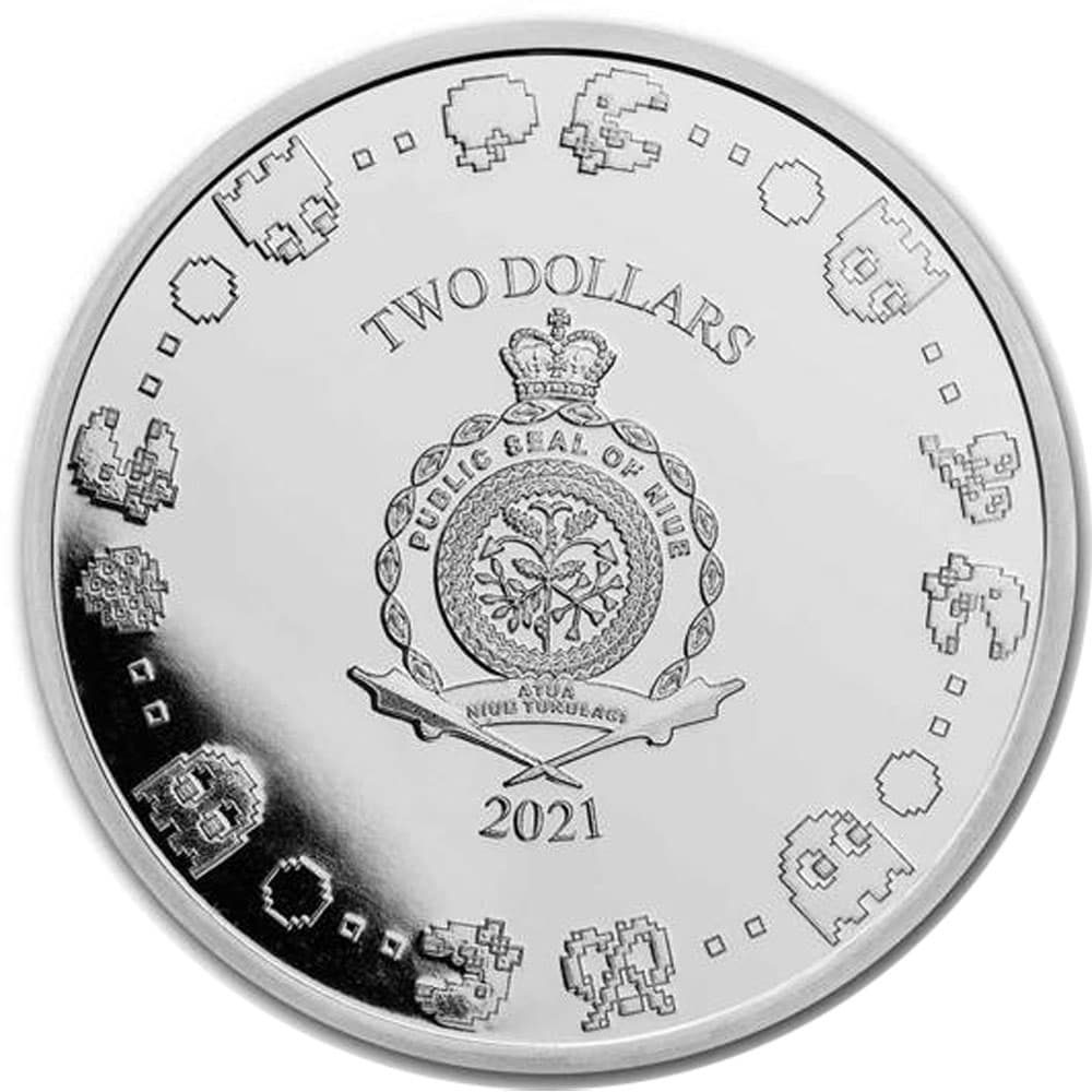 Onza de plata Moneda de Niue 2$ Ms. Pac Man 2021