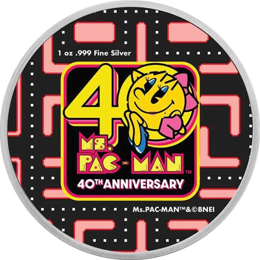 Onza de plata Moneda de Niue 2$ Ms. Pac Man 2021 color  - 2
