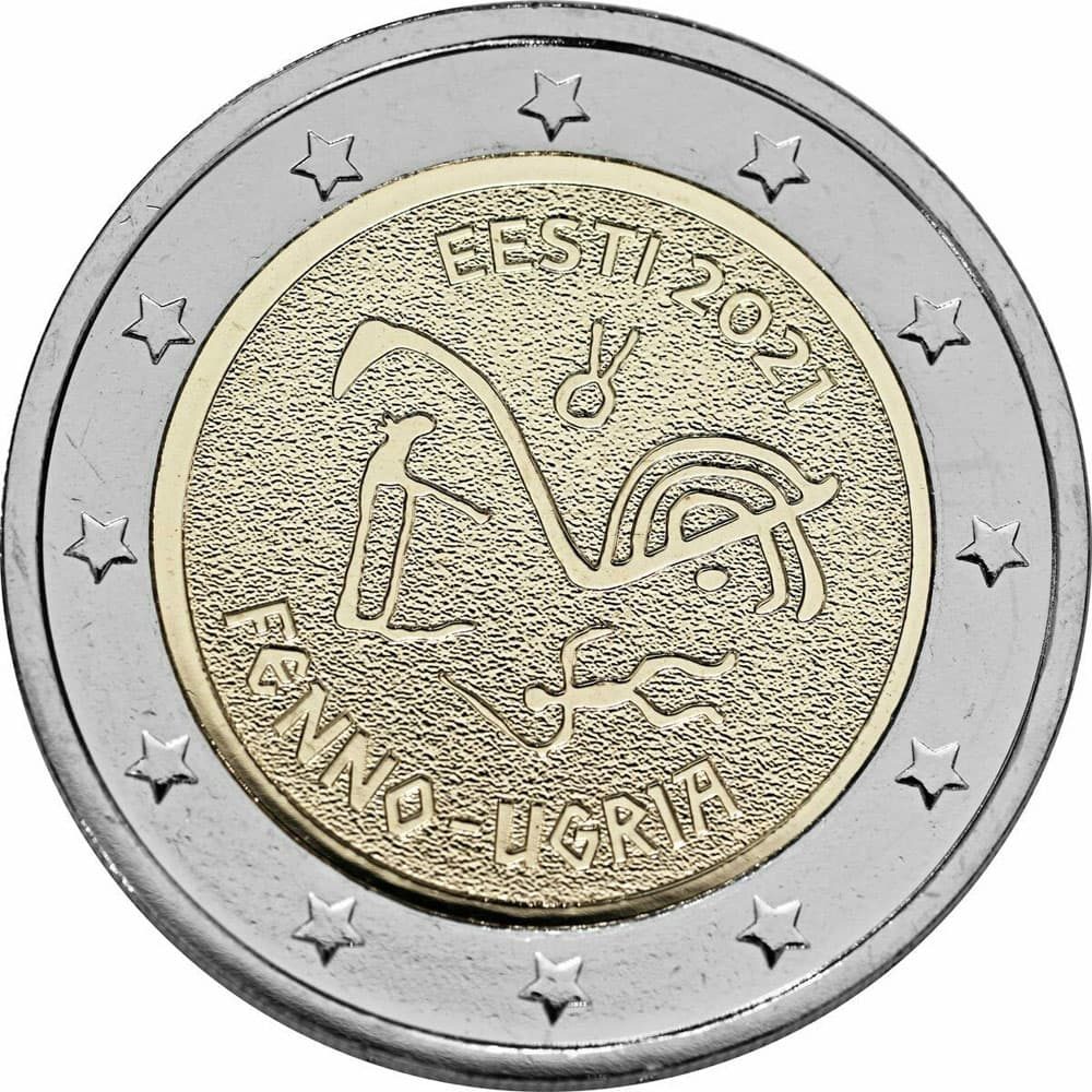moneda 2 euros Estonia 2021 dedicada a los Pueblos ugrofineses