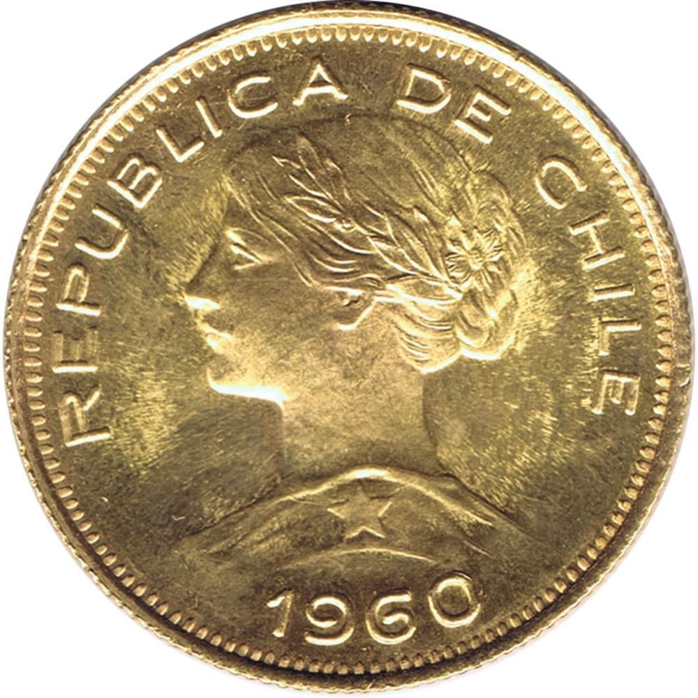 Moneda de Chile diez condores Cien pesos de oro 1960  - 1