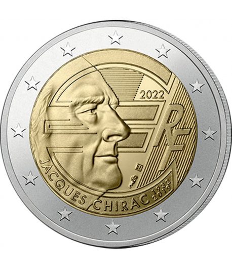 moneda 2 euros Francia 2022 dedicada a Jacques Chirac.