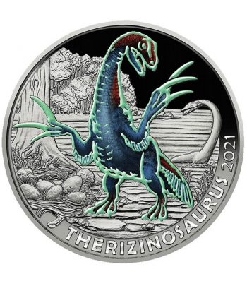 Austria moneda de 3 Euros 2021 Therizinosaurus.