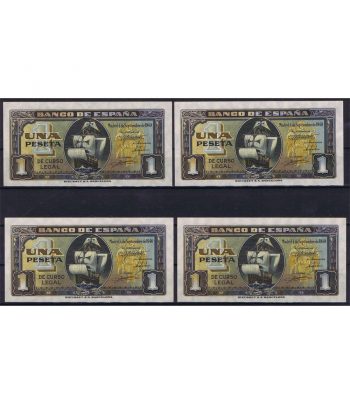 4 billetes correlativos de 1 peseta del 4 septiembre 1940