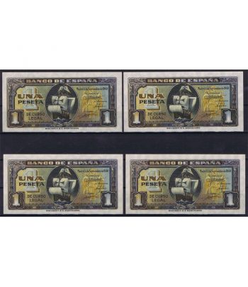 4 billetes correlativos de 1 peseta del 4 septiembre 1940  - 1