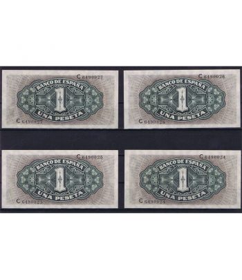 4 billetes correlativos de 1 peseta del 4 septiembre 1940