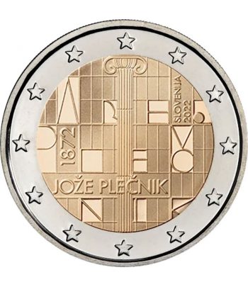 moneda 2 euros Eslovenia 2022 dedicada a Joze Plecnik  - 1