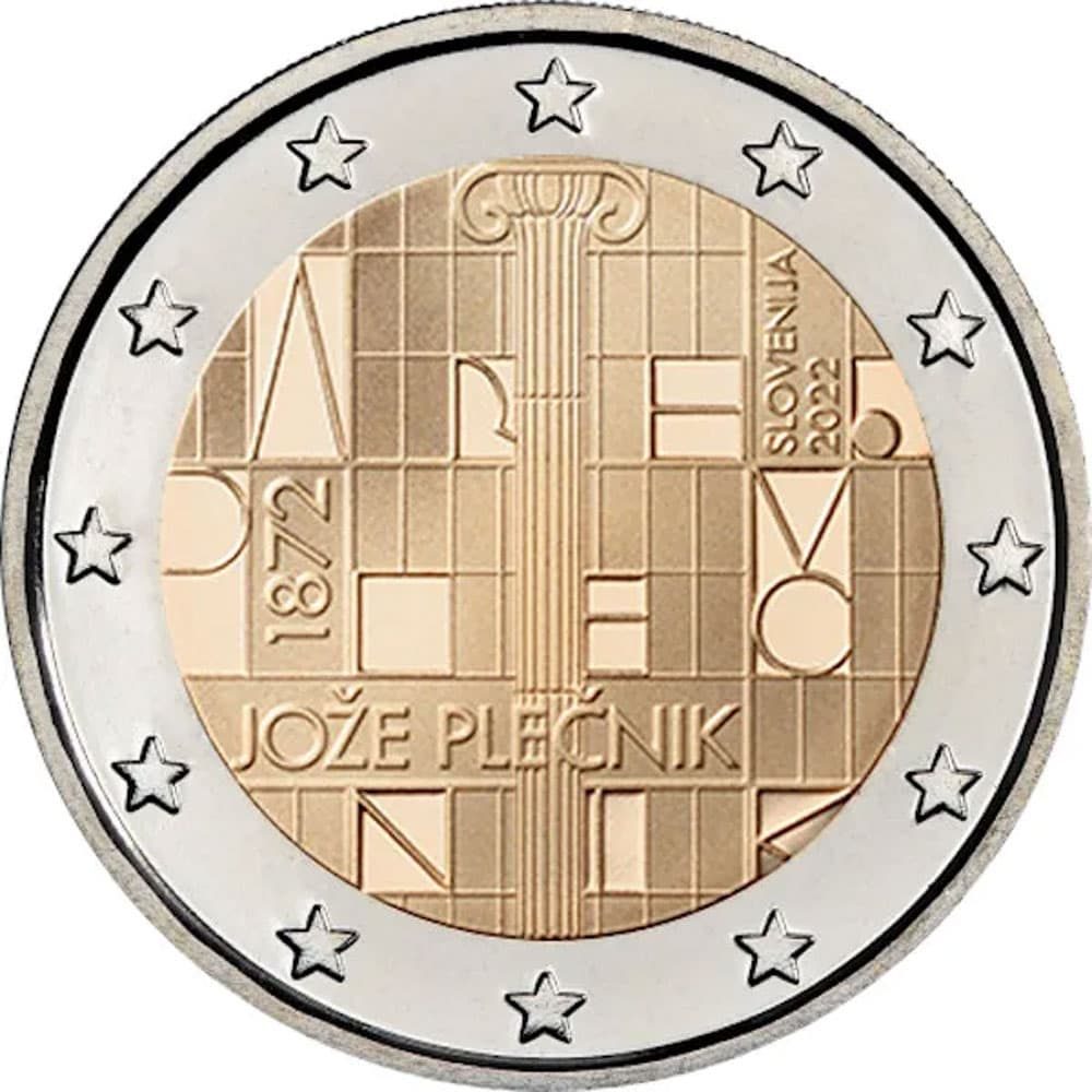 moneda 2 euros Eslovenia 2022 dedicada a Joze Plecnik