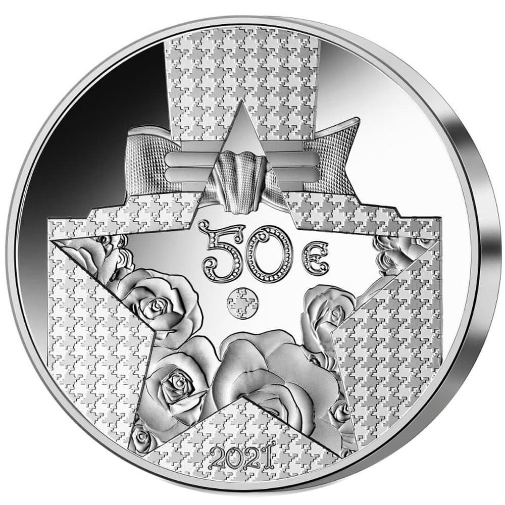 Moneda 50 euros de plata Francia año 2021 Christian Dior  - 2