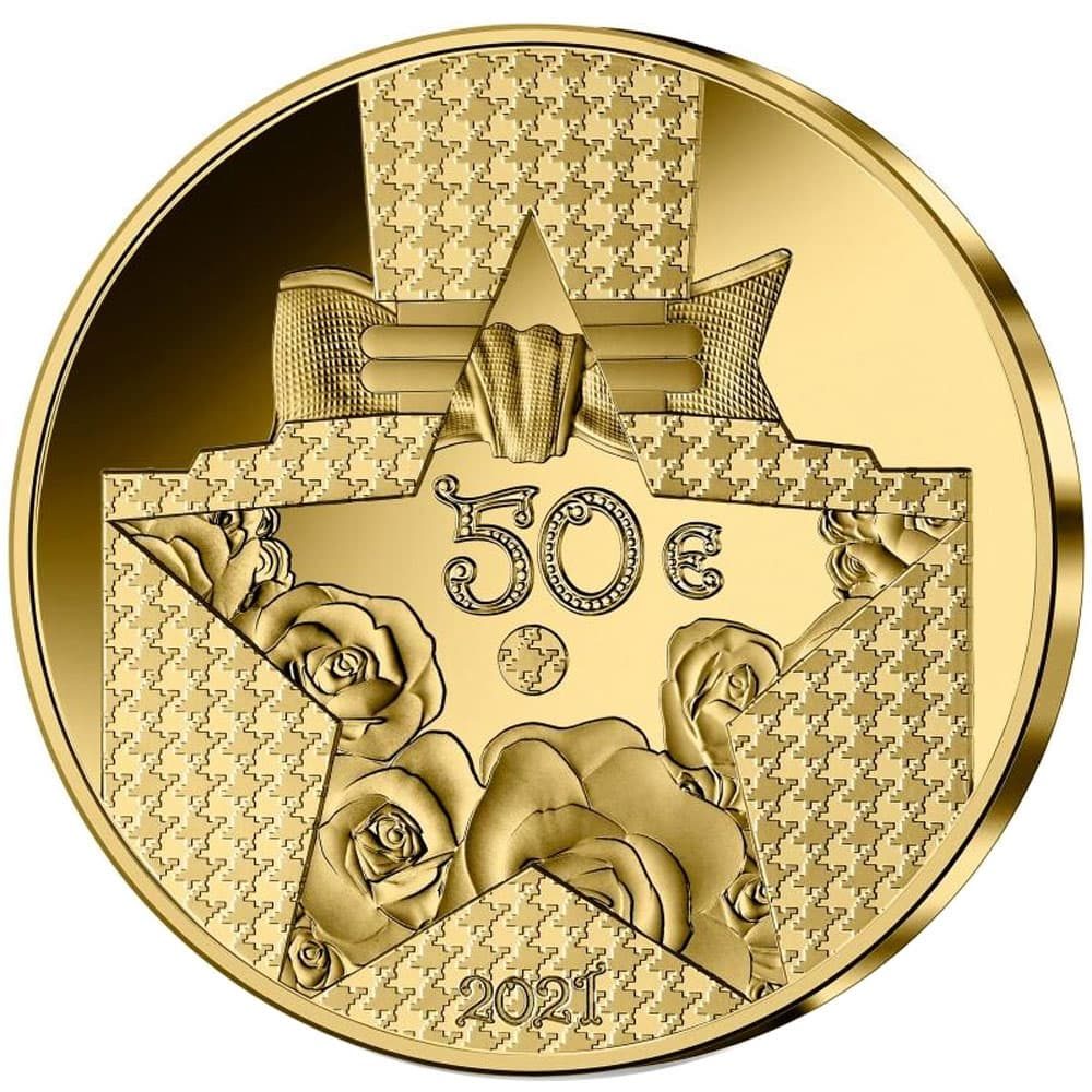 Moneda 50 euros de oro Francia año 2021 Christian Dior  - 2