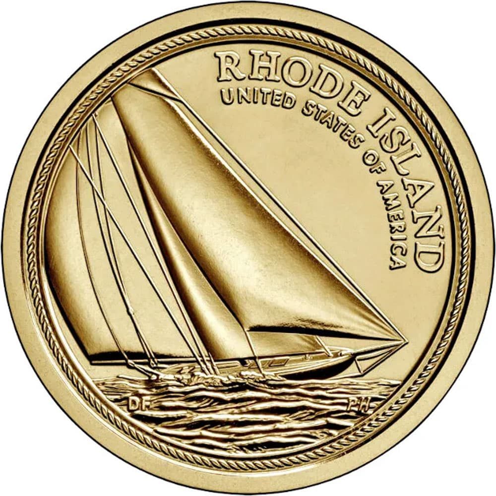 Moneda de Estados Unidos 1$ Rhode Island 2022. Ceca P y D