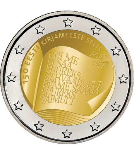 moneda 2 euros Estonia 2022 dedicada a la Sociedad Literaria