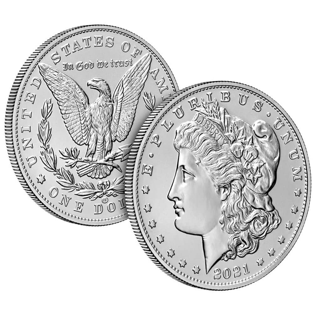 Colección 5 Monedas EEUU Morgan Dollar 2021 en estuches  - 2