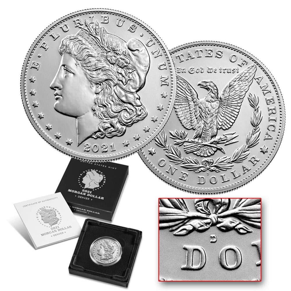 Colección 5 Monedas EEUU Morgan Dollar 2021 en estuches  - 3
