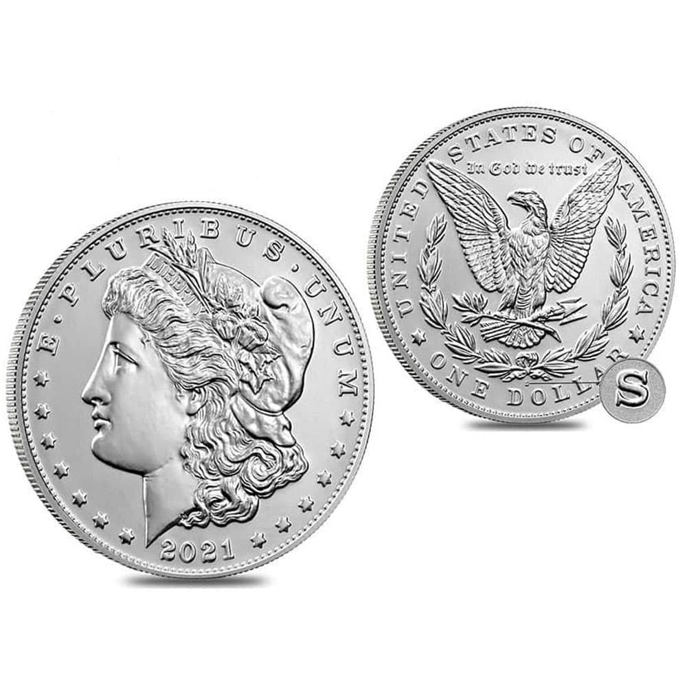 Colección 5 Monedas EEUU Morgan Dollar 2021 en estuches  - 6