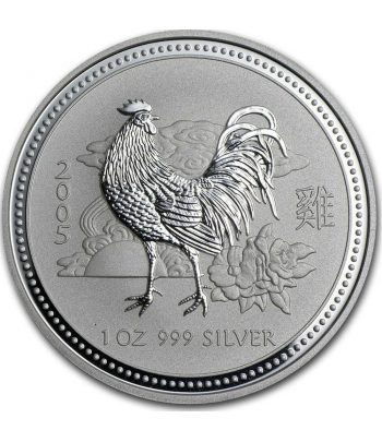 Moneda de plata Austalia 1$ Onza año Lunar Chino del Gallo 2005  - 1